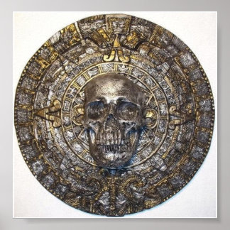 Póster Calendario azteca/maya con Poster de cráneo