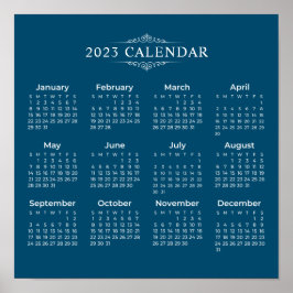 Póster Calendario Azul 2023 simple pero elegante | POSTER