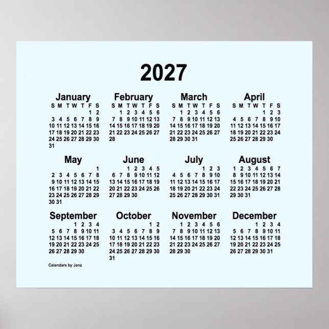 Póster Calendario Azul Alice 2027 de Janz Print (Frente)