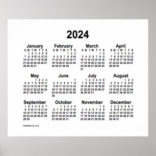 Póster Calendario Blanco 2024 de Janz Print
