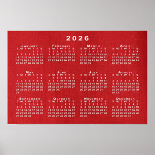 Póster Calendario Blanco 2026 en Foto Personalizable