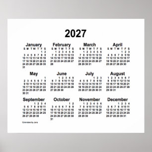 Póster Calendario Blanco 2027 de Janz Print