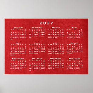 Póster Calendario Blanco 2027 en Foto Personalizable