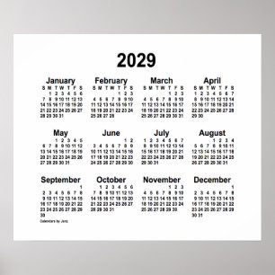 Póster Calendario Blanco 2029 de Janz Print