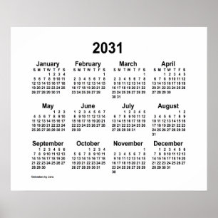 Póster Calendario Blanco 2031 por Janz Print