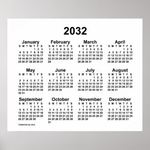 Póster Calendario Blanco 2032 de Janz Print