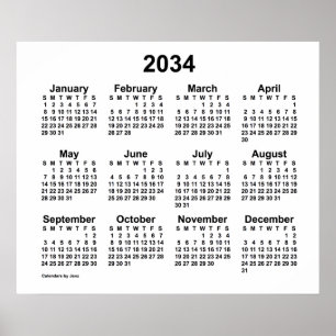 Póster Calendario Blanco 2034 de Janz Print