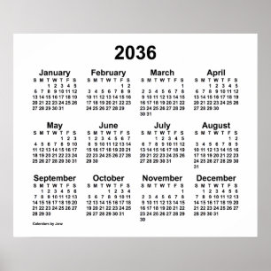 Póster Calendario Blanco 2036 de Janz Print