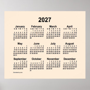Póster Calendario Blanco Antiguo 2027, por Janz Print