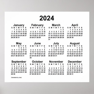 Póster Calendario Blanco de Pared 2024 de Janz