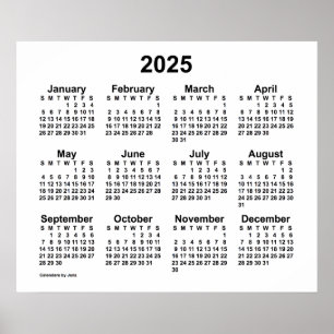 Póster Calendario Blanco de Pared 2025 de Janz Poster