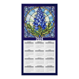 Póster Calendario Bluebonnet de Texas 2024