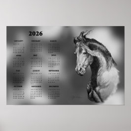 Póster Calendario, cartel anual de hermoso semental de ca