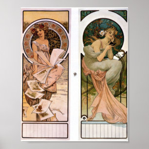 Póster Calendario Champán - Alphonse Mucha