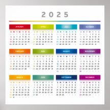 Calendario Colorido 2025 - Colores de Arcoíris 3 C