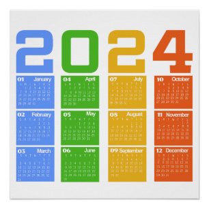 Póster Calendario colorido de 2024