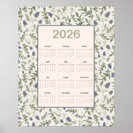 Póster Calendario completo año 2026 Thistle