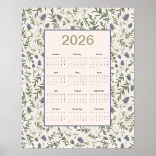 Póster Calendario completo año 2026 Thistle