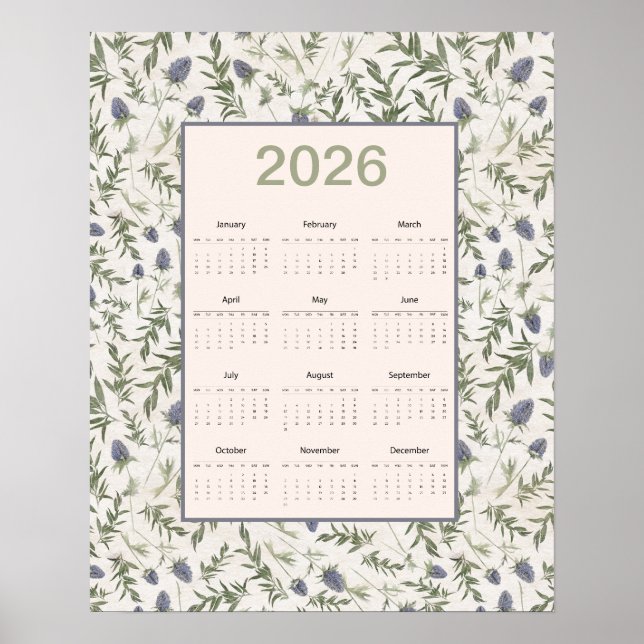 Póster Calendario completo año 2026 Thistle (Frente)