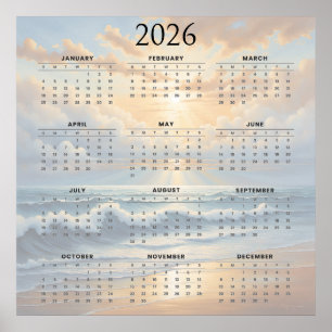 Póster Calendario completo inspirado en el océano 2026