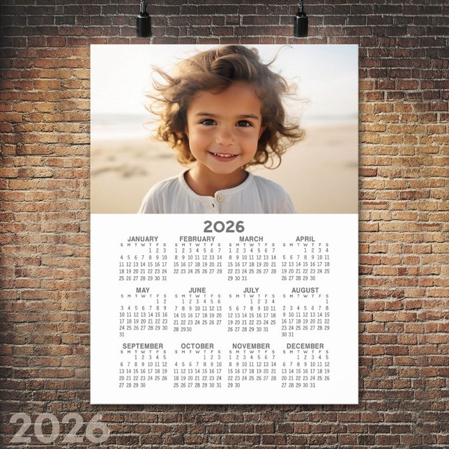 Póster Calendario con foto - vista de año completo (2026 Calendar Poster)