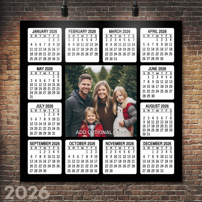 Póster Calendario con foto vista de año completo Mínimo m (2026 Calendar Poster)