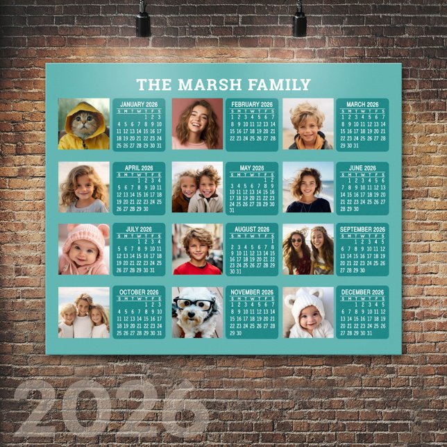 Póster Calendario con una imagen para cada mes - Acuático (2026 Calendar Poster)