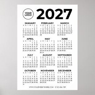 Póster Calendario Corporativo Empresarial Logo Simple Bás