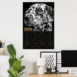 Póster Calendario dálmata 2026 – Elegancia en blanco y ne