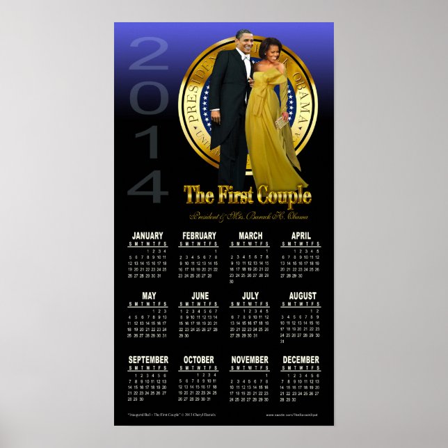 Póster Calendario de 2014 entre el presidente Barack y Mi (Frente)