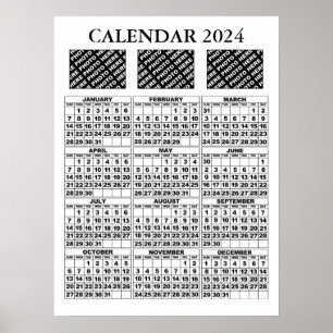 Póster Calendario de 2024 Añadir 3 fotos Poster blanco 18