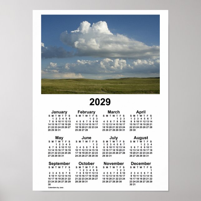 Póster Calendario de 2029 Nebraska Sandhills por Janz Pos (Frente)