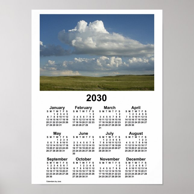 Póster Calendario de 2030 de Sandhills de Nebraska por Ja (Frente)