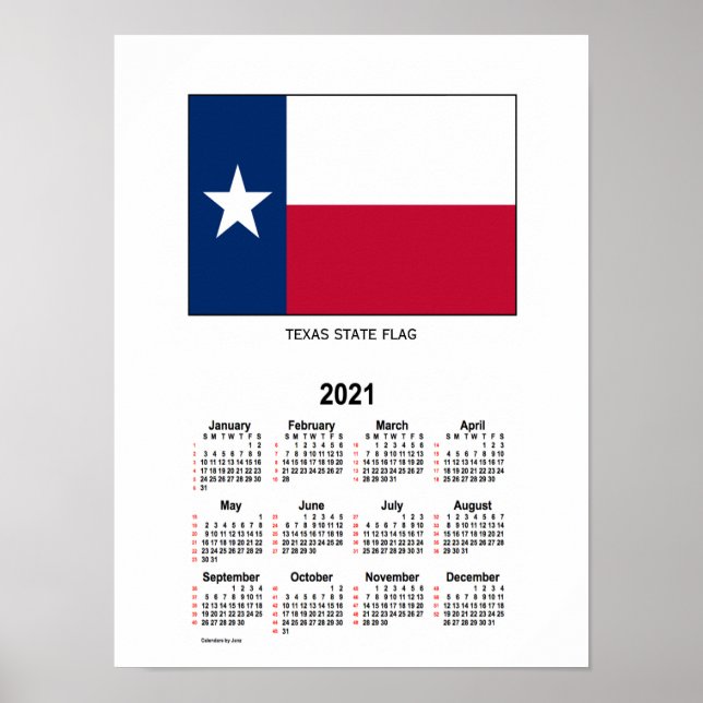 Póster Calendario de 52 semanas de la bandera del estado  (Frente)