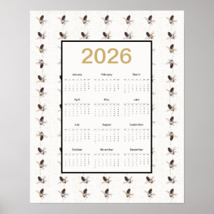 Póster Calendario de Abejas de Todo el Año 2026