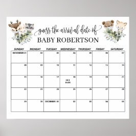 Póster Calendario de adivinanza de fecha de entrega para 