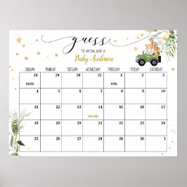 Póster Calendario de adivinanza de fecha de entrega para 