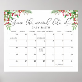 Póster Calendario de adivinanza de fecha de parto de hoja