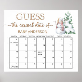 Póster Calendario de adivinanza de fecha de parto de invi