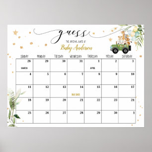 Póster Calendario de adivinanza de fecha de parto para Ba