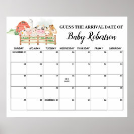 Póster Calendario de adivinanza de fecha probable de part