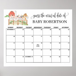 Póster Calendario de adivinanza de la fecha de parto para