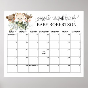 Póster Calendario de adivinanza de la fecha probable de p