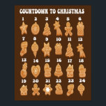 Póster Calendario de Adviento de Cuenta Regresiva de Navi<br><div class="desc">Calendario de Adviento de Cuenta Regresiva de Navidad galletas de jengibre lindas ,  con galletas de jengibre caprichosas dibujadas a mano,  ¡cuenta el día hasta Navidad!</div>