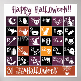 Póster Calendario de Adviento de Halloween