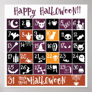 Póster Calendario de Adviento de Halloween