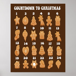 Póster Calendario de adviento de la cuenta regresiva para