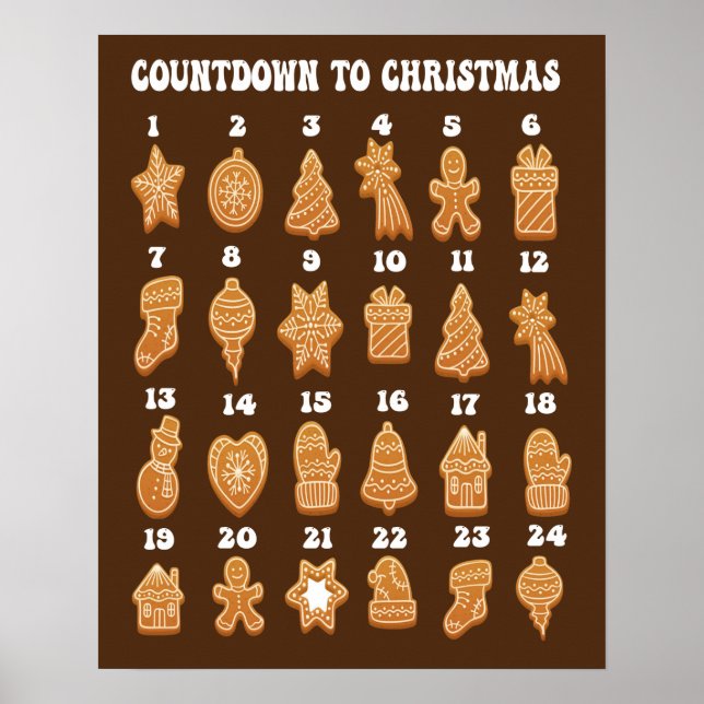 Póster Calendario de adviento de la cuenta regresiva para (Frente)