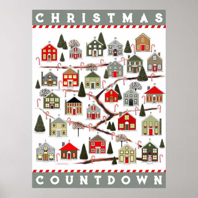 Póster Calendario de Adviento de Navidad (Frente)