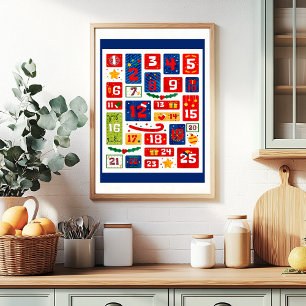 Póster Calendario de Adviento de Navidad Cuenta atrás Fam